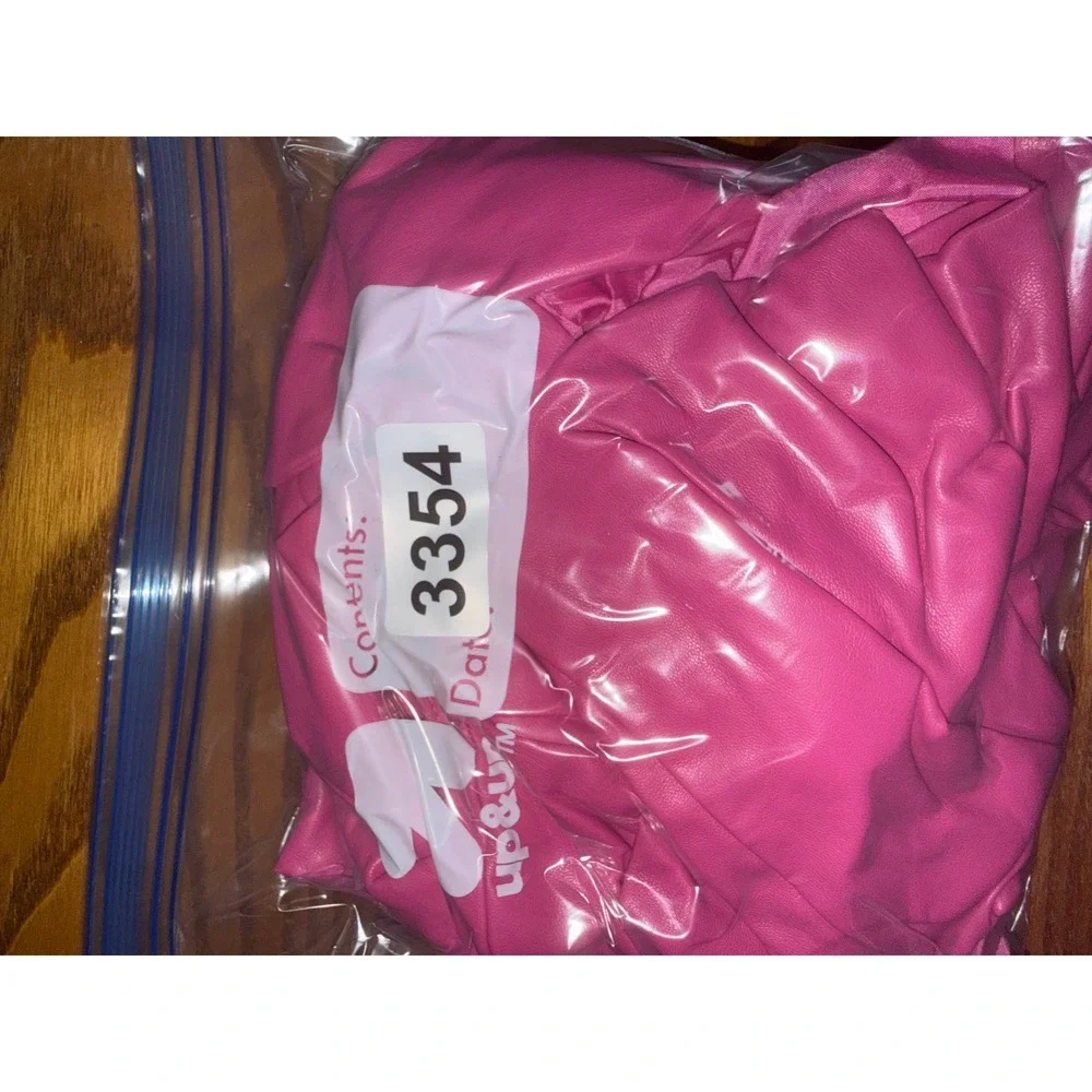 Sans Souci Hot Pink‎ Cropped Faux Leather Blazer Jacket Size medium